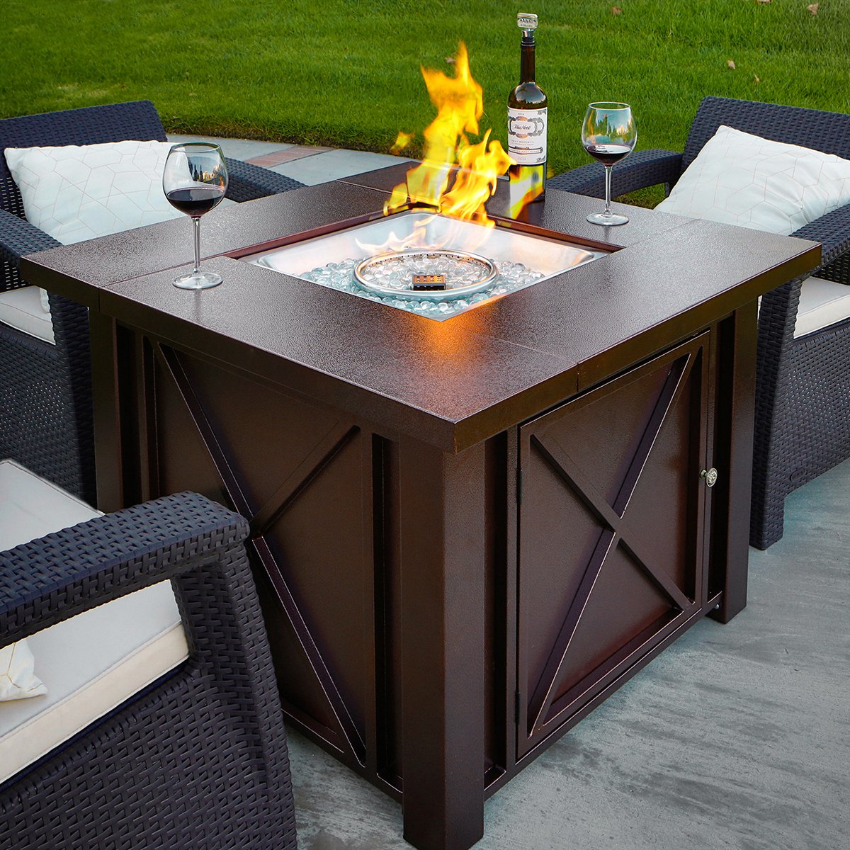 xtremepowerus lpg fire pit table outdoor gas fireplace propane heater patio backyard deck - Patio Table With Fire Pit xtremepowerus lpg fire pit table outdoor gas fireplace propane heater patio backyard deck - Patio Table With Fire Pit