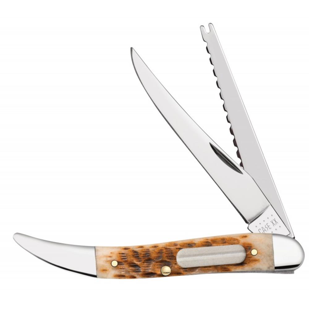 Case Knives Case XX Knives Peach Seed Jigged Amber Bone Fishing Knife Stainless Pocket Knife 10726