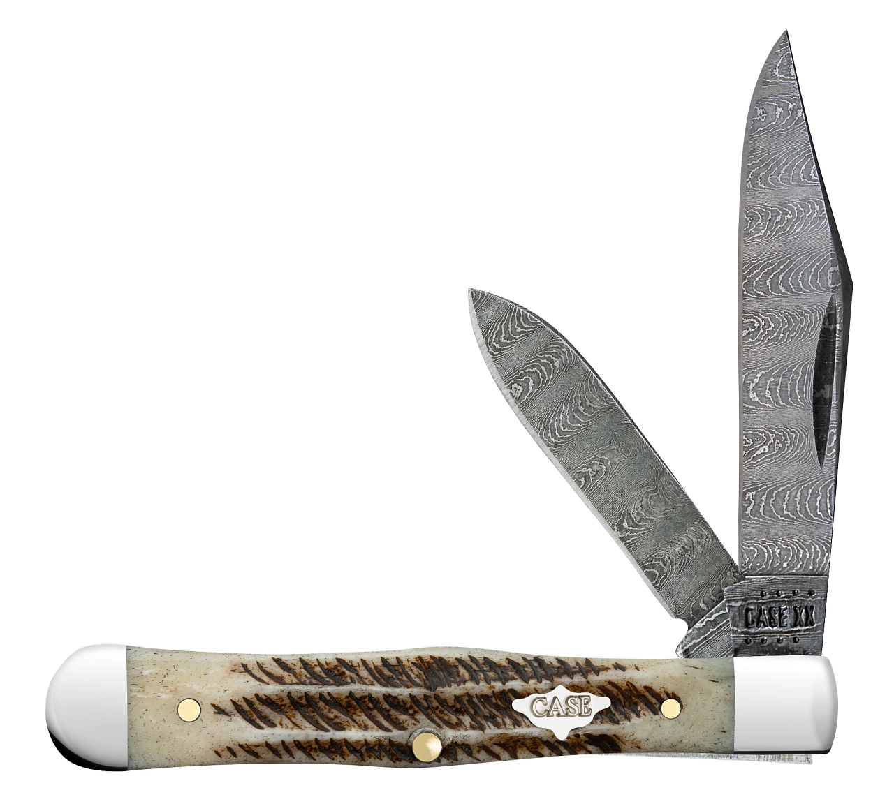 Case Knives Case xx Knives Swell Center Jack 77462 Damascus Vintage Bone 1/1400 Pocket Knife