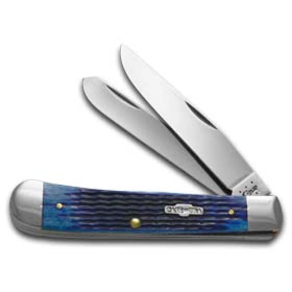 Case Knives Case XX Knives Jigged Navy Blue Bone Trapper Stainless Pocket Knife 02800