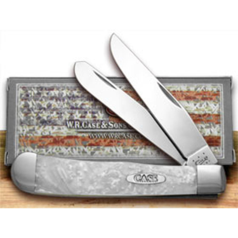 Case Knives Case XX Knives Trapper - Custom White Pearl Corelon Pocket Knife 6073HP