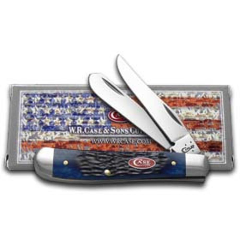 Case Knives Case XX Knives Jigged Navy Blue Bone Mini Trapper Stainless Pocket Knife 07321