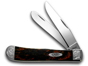 Case Knives Case XX Knives Engraved Bolster Series Black Lava Scrolled Trapper Pocket Knife 9254BKL/E