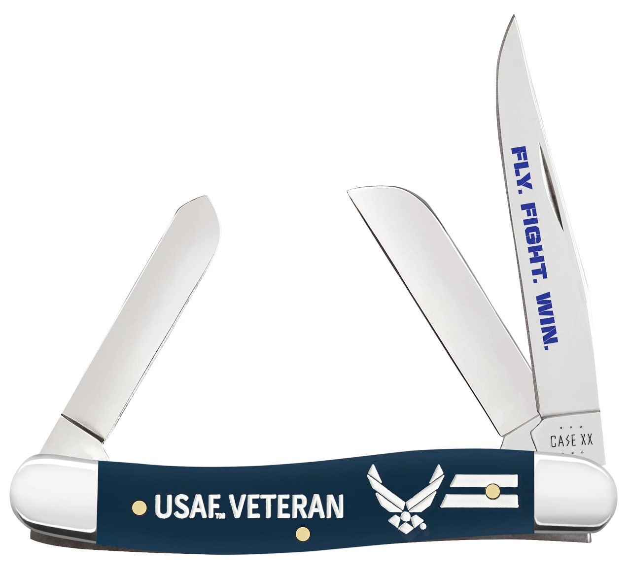 Case Knives Case XX Knives USAF Veteran Medium Stockman 32408 Navy Blue Delrin Stainless Steel Pocket Knife