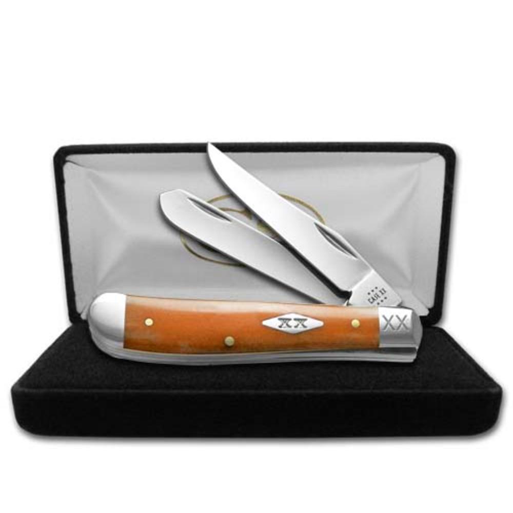Case Knives Case xx Knives Mini Trapper Persimmon Orange Bone 1/500 Stainless Pocket Knife 12543