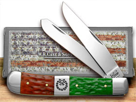 Case Knives Case XX Knives Red Bright Green Jigged Bone Christmas Trapper Pocket Knife 65100