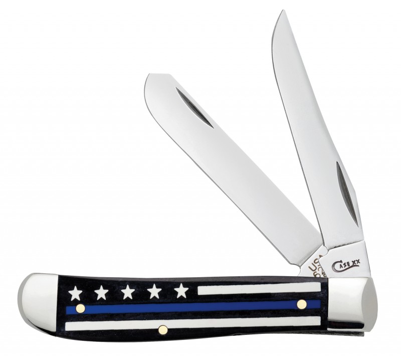 Case Knives Case XX Knives Blue Stripe of Service Color Wash Bone Mini Trapper Stainless 6568 Pocket Knife 06568