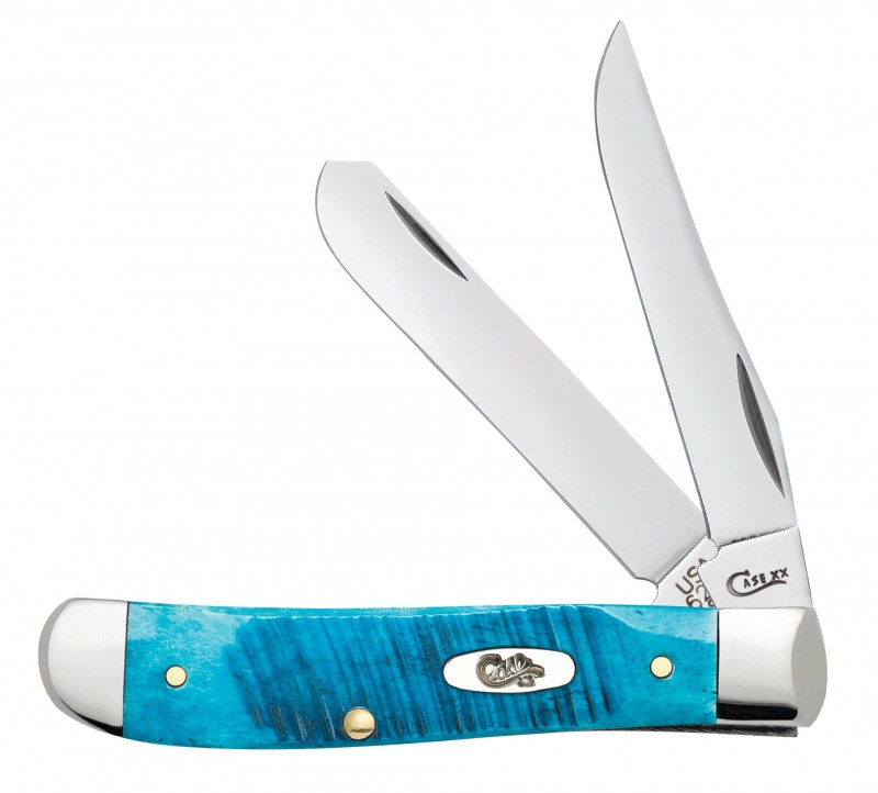 Case Knives Case XX Knives Sawcut Caribbean Blue Bone Mini Trapper Stainless Pocket Knife 25593