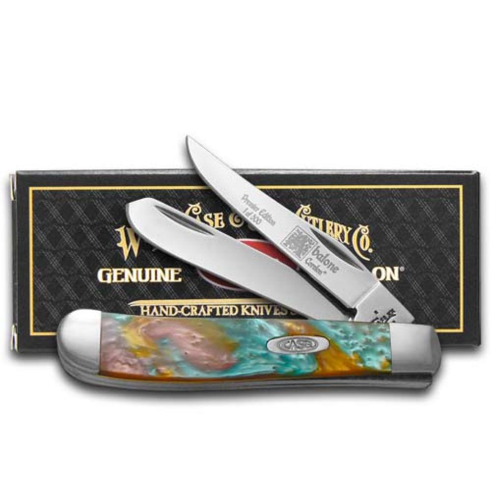 Case Knives Case XX Knives Abalone Genuine Corelon 1/500 Mini Trapper Pocket Knife 9207AB