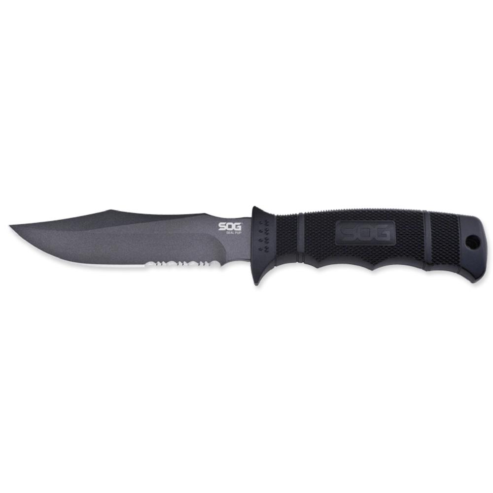 SOG Knives Black Glass Reinforced Nylon Synthetic SEAL Pup Fixed Blade Stainless Knife M37N-CP