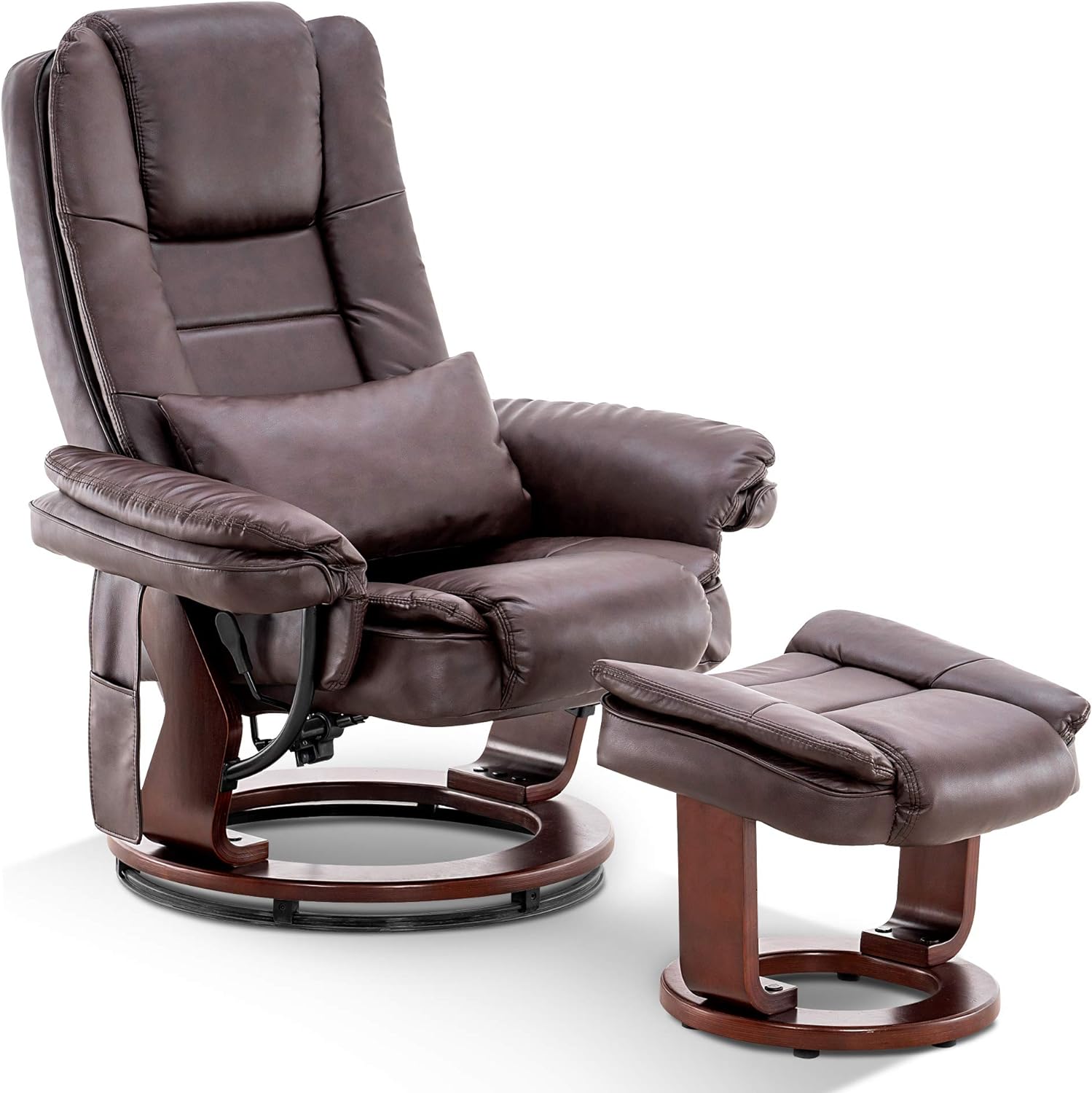 Mcombo Recliner With Ottoman, Leather Reclining Chair And Ottoman