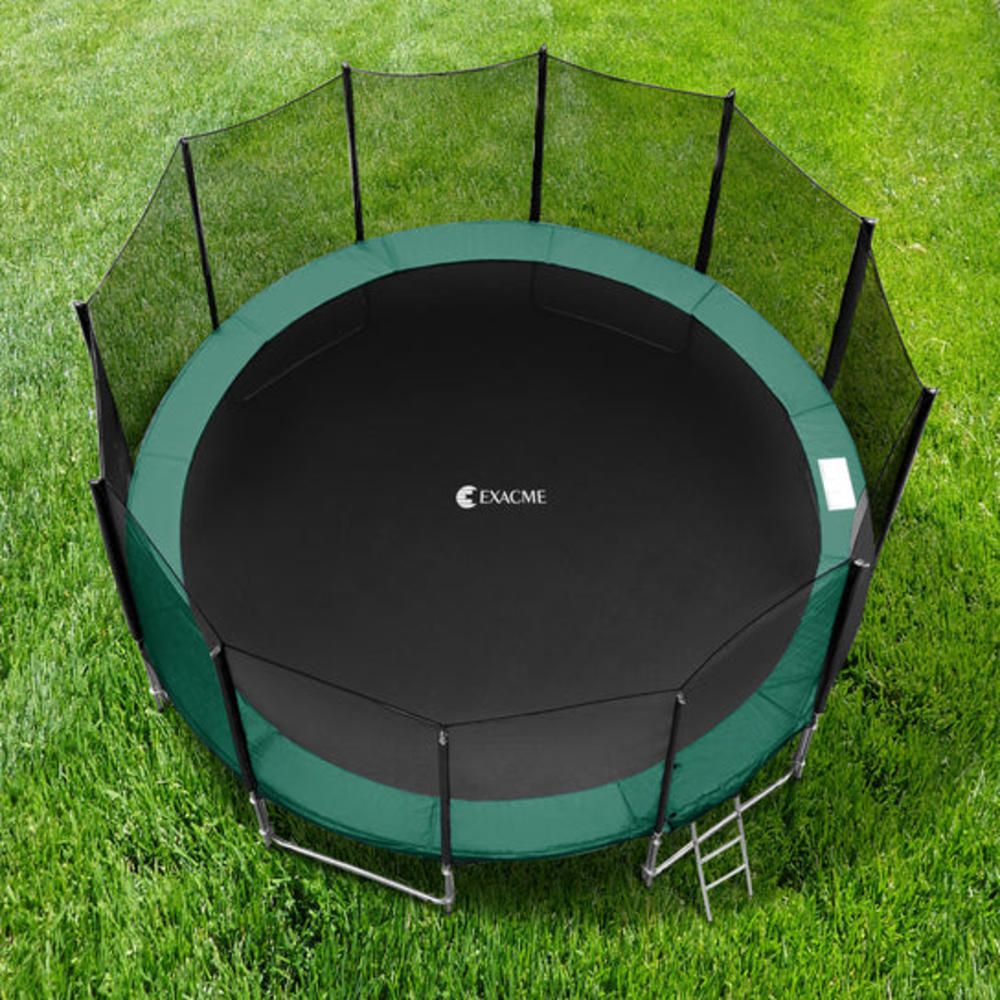 Exacme Trampoline Replacement Spring Cover Safety Pad for 15 Foot Frame, No hole for Poles, Green