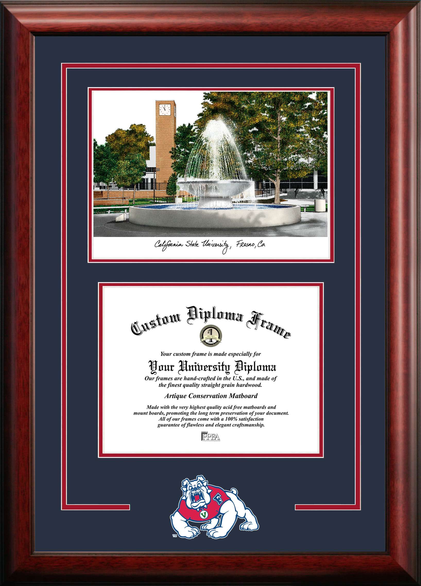 Campus Images Cal State Fresno 11w X 8.5h Spirit Graduate Diploma Frame With Campus Images Lithograph