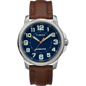 Timex TW4B16000JV Mens Expedition Metal Field Watch - Blue Dial & Brown Strap