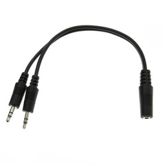 CableWholesale 3.5mm Stereo Y Cable, 3.5mm Stereo Female To Dual 3.5mm Stereo Male, 6 Inch