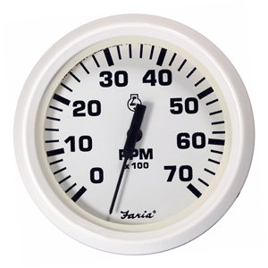 Faria Beede Instruments 759266331426 4 In. Dress White Tachometer 4000 Rpm- Diesel