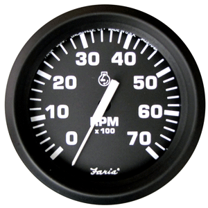 Faria Beede Instruments Faria Euro Black 4" Tachometer - 7,000 Rpm (gas - All Outboard)