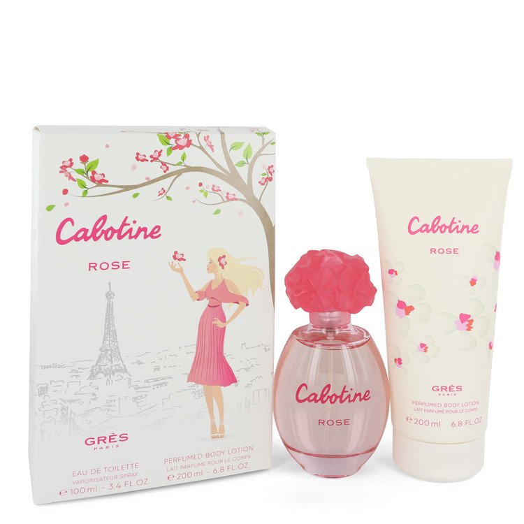 Parfums Gres Gift Set -- 3.4 Oz Eau De Toilette Spray Plus 6.7 Oz Body Lotion Cabotine Rose Perfume By Parfums Gres For Women