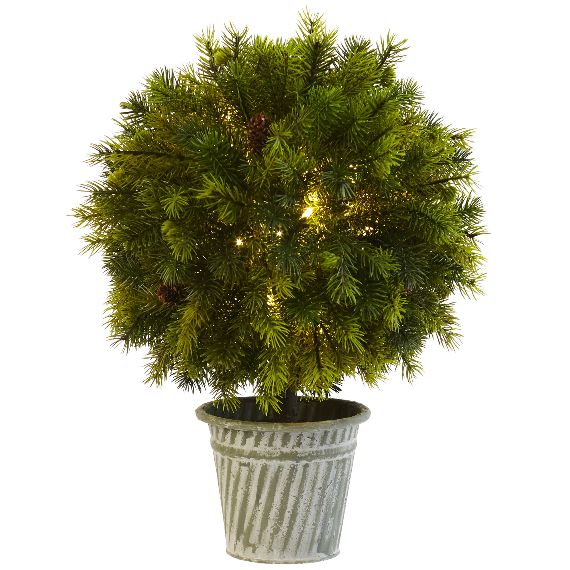 Nearly Natural 18” Pine Ball In Iron Top