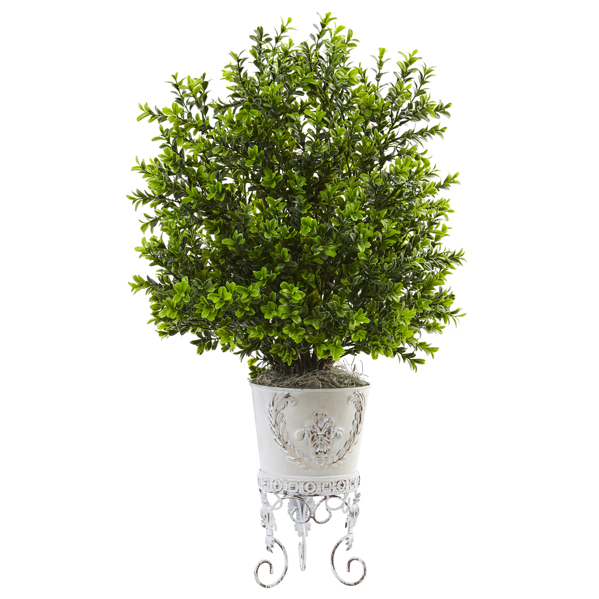 Nearly Natural Boxwood With Metal Planter