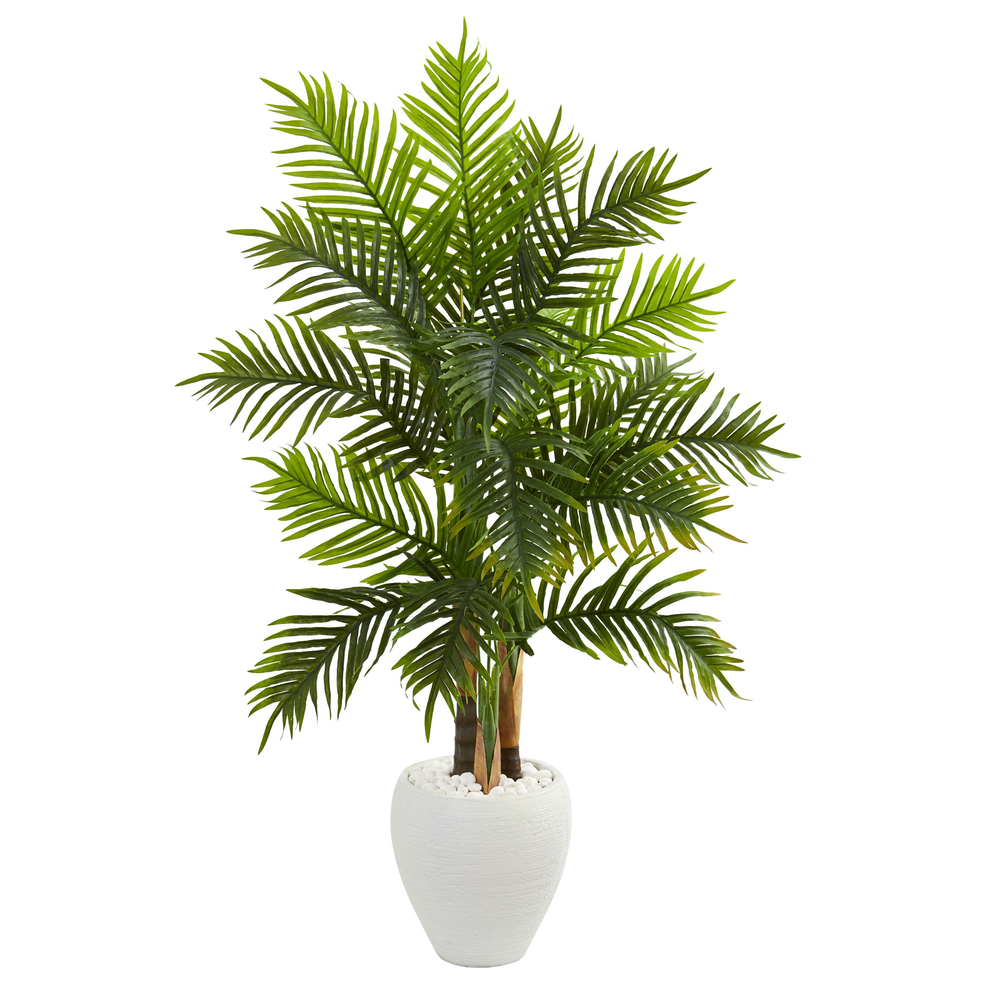 Nearly Natural 5' Areca Palm Artificial Tree In White Planter (real Touch)