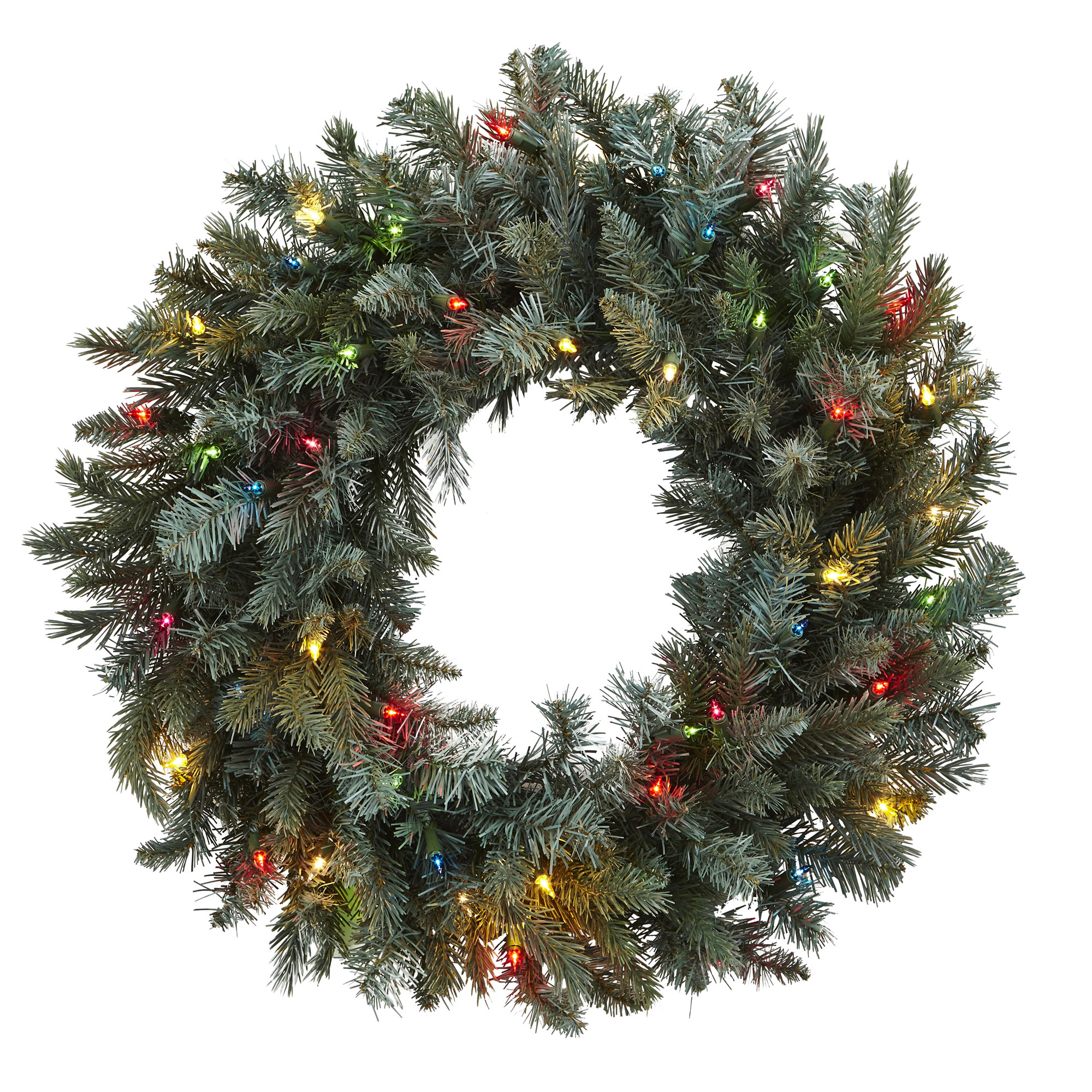 Nearly Natural 30” Pine Wreath W/colored Lights
