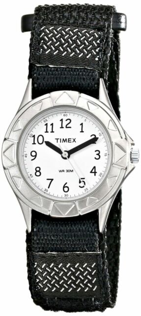 Timex Kids' My First Timex Stainless Steel Watch With Black Canvas Band