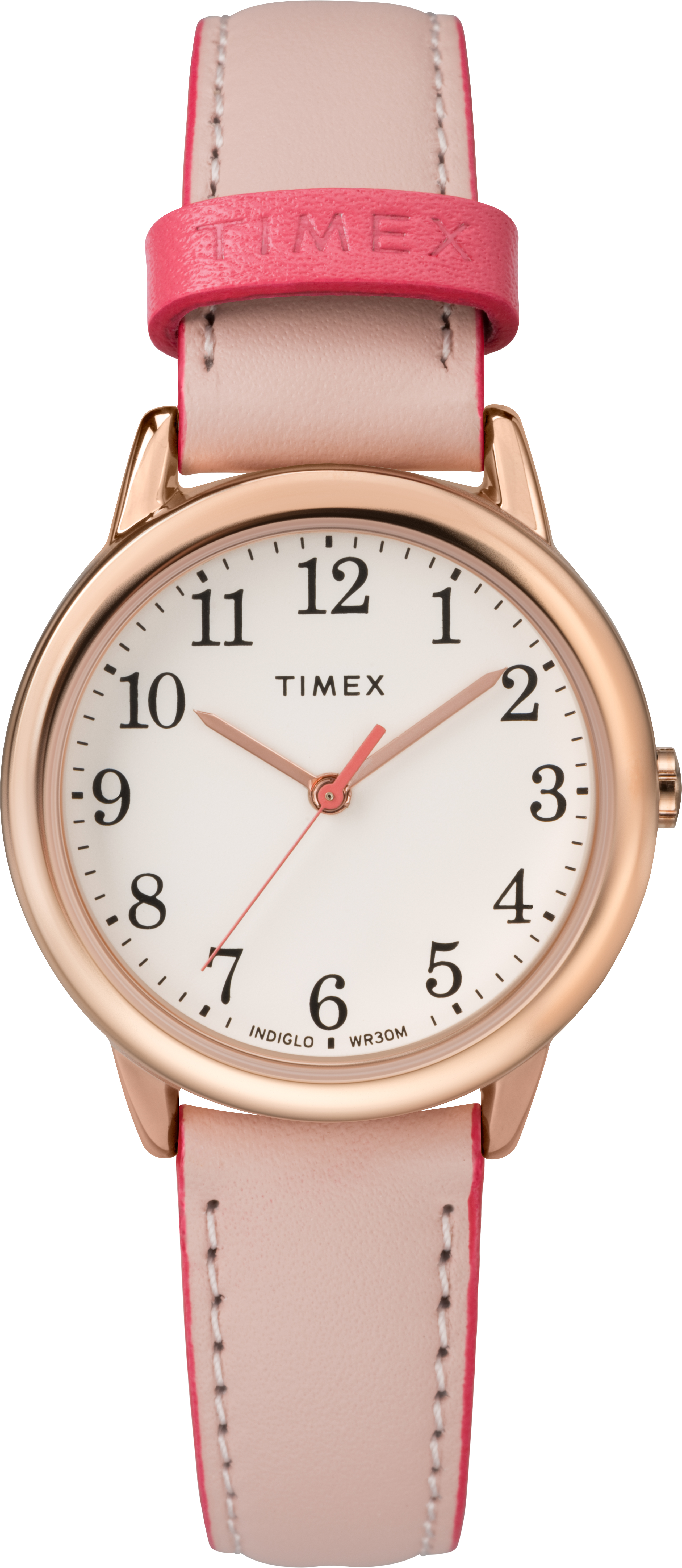 Timex Tw2r62800 Women's 30mm Easy Reader Pink Leather Strap Watch