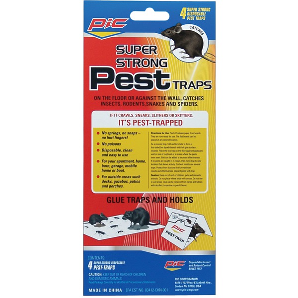 Pic(r) Gpt-4 Glue Pest Trap For Spiders  N  Snakes, 4 Pk