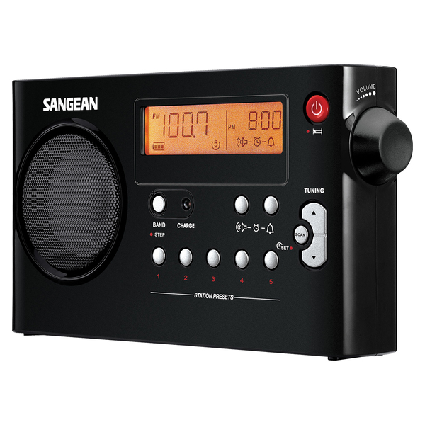Sangean Pr-d7bk Am/fm Digital Rechargeable Compact Portable Clock Radio