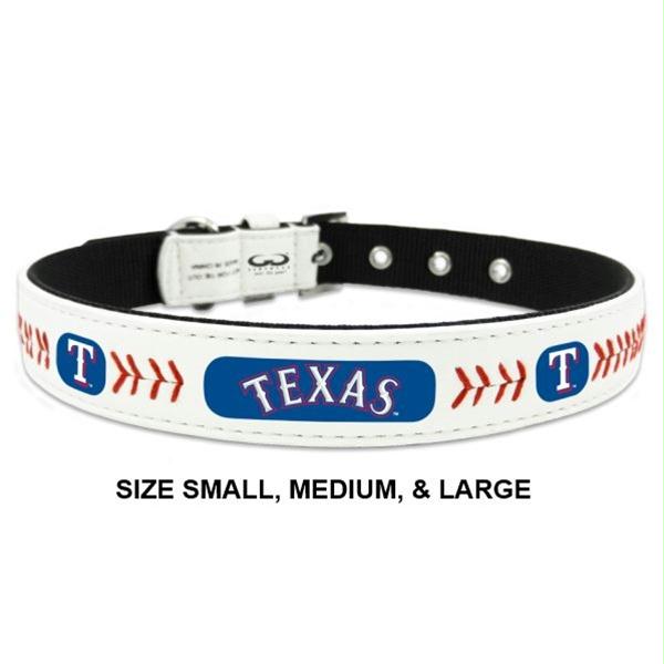 Gamewear Gwclc-mlb-ter-0003 Texas Rangers Classic Leather Baseball Collar - Medium