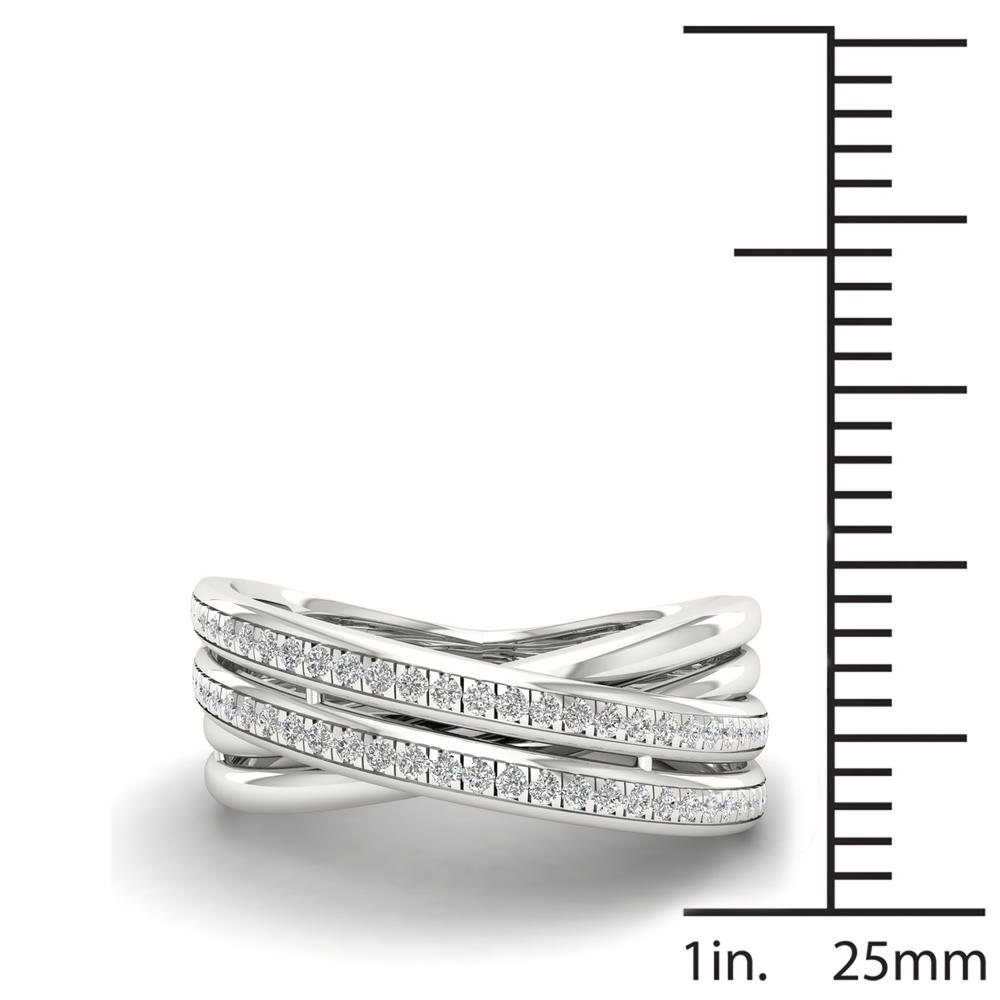 Amouria Sterling Silver 1/5 Ct Round Cut Diamond Wedding Band