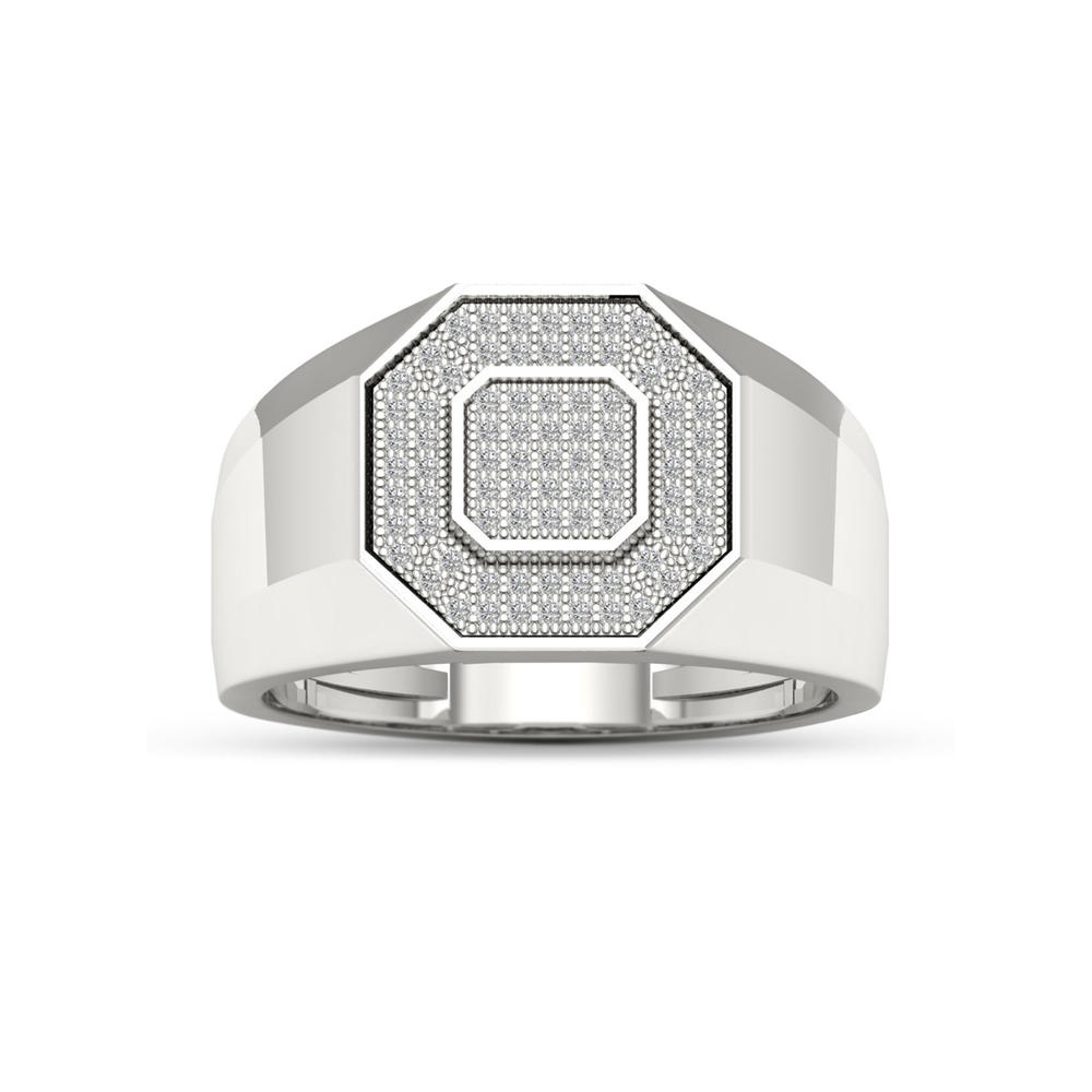 Amouria Sterling Silver 1/4ct TW Diamond Cluster Men's Ring (H-I, I2)