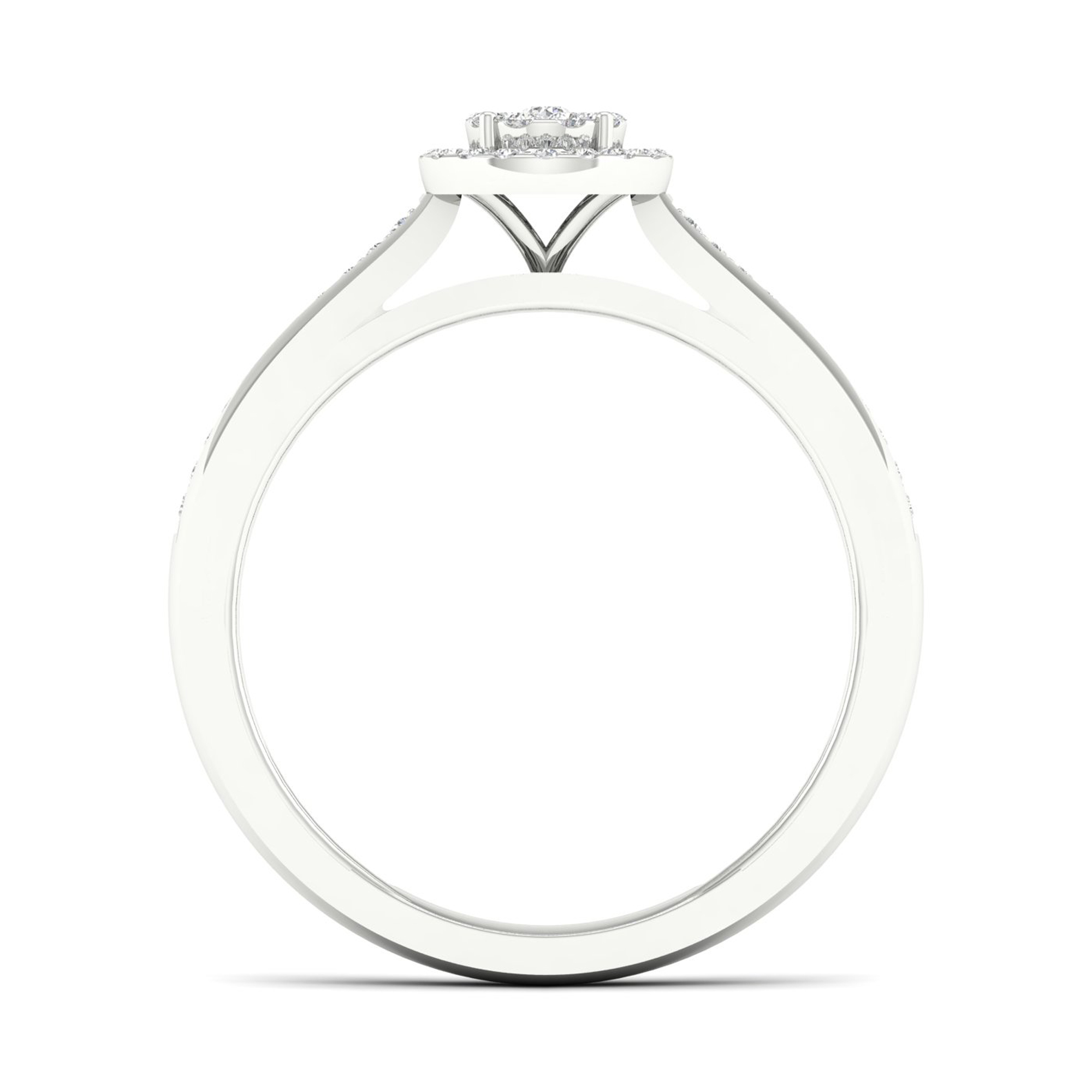 Amouria S925 Sterling Silver 1/5Ct TDW Diamond Cluster Halo Bridal Set (I-J, I2)