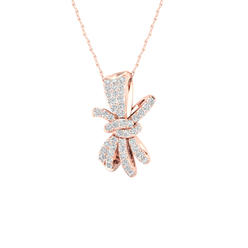 Amouria 10K Rose Gold 1/6Ct TDW Diamond Knotted Ribbon Necklace (H-I, I2)