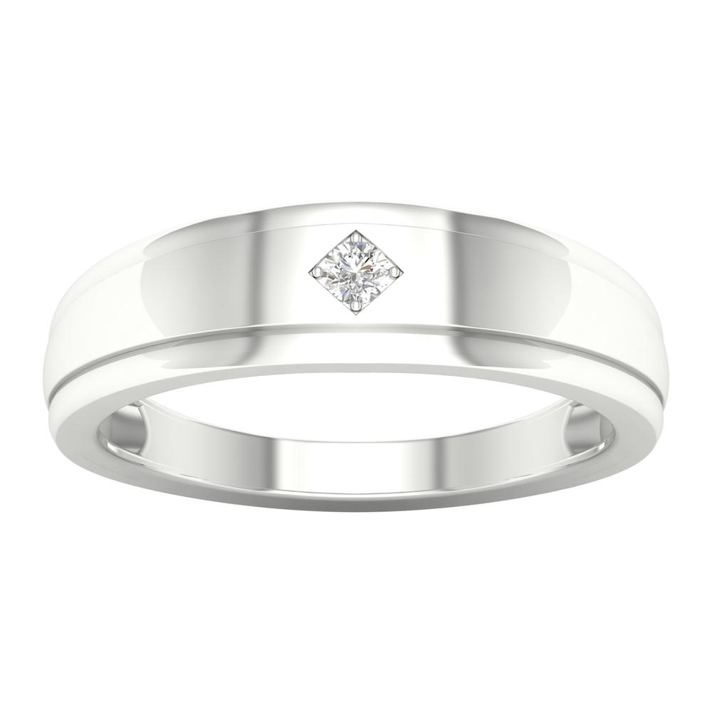 Amouria 10k White Gold 1/20Ct TDW Diamond Men's Solitaire Ring (H-I, I2)