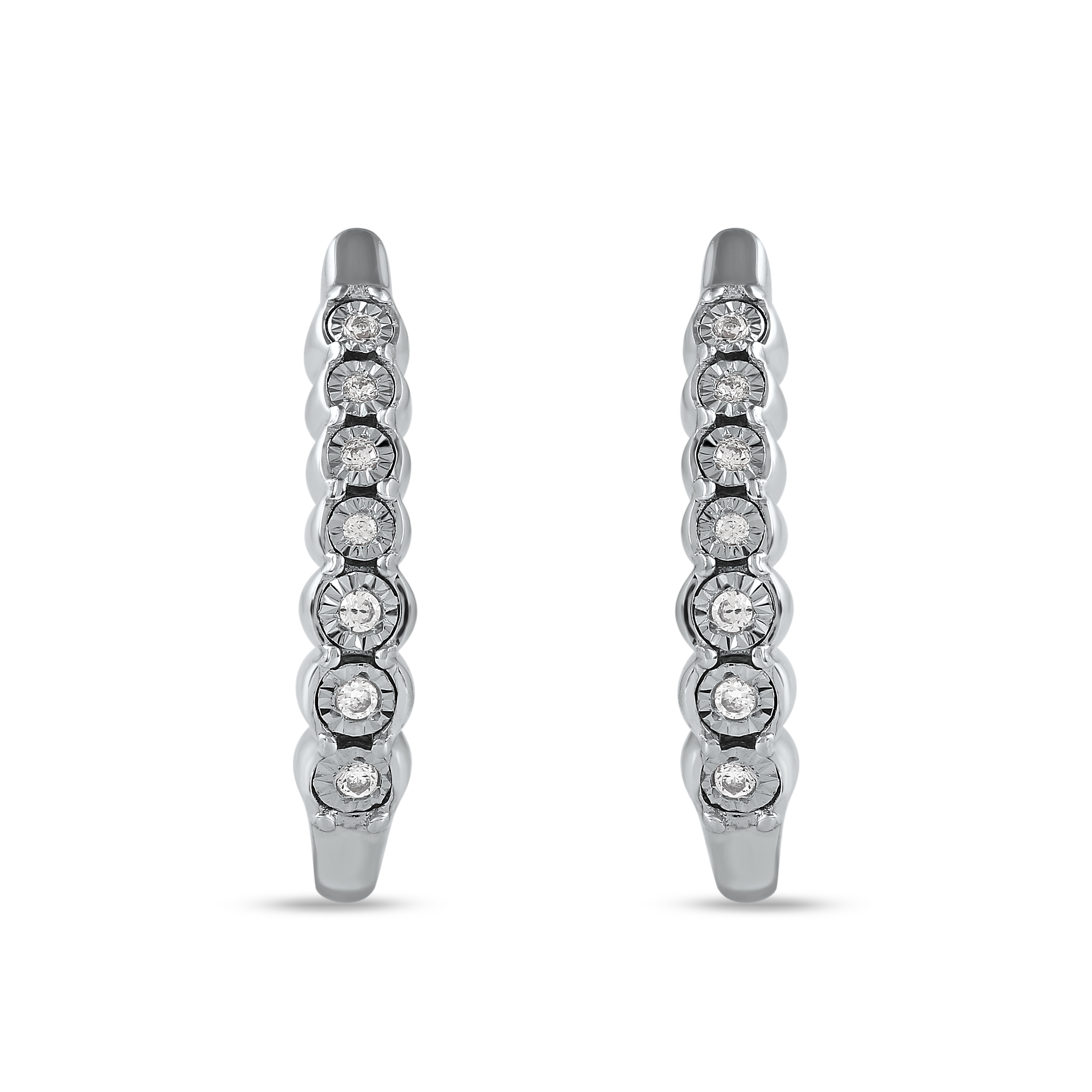Amouria 1/20Ct TDW Diamond Half Hoop Earrings in Sterling Silver