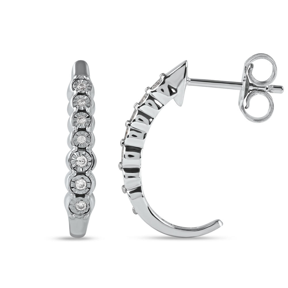 Amouria 1/20Ct TDW Diamond Half Hoop Earrings in Sterling Silver