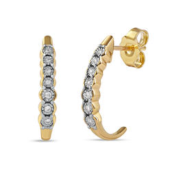 Amouria 1/20Ct TDW Diamond Half Hoop Earrings in Sterling Silver with Yellow Gold Overlay