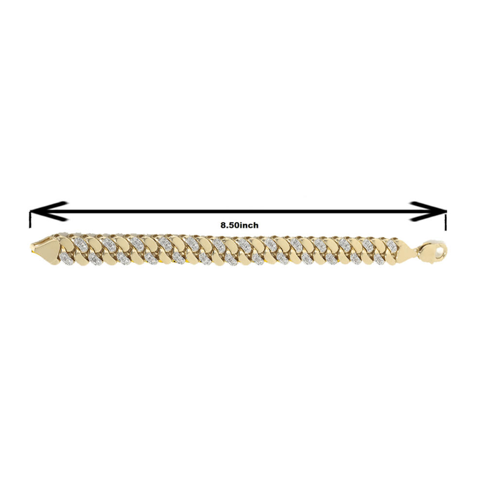 Amouria 14K Yellow Gold Plated Silver 1Ct TDW Diamond Cuban Link Bracelet for Men