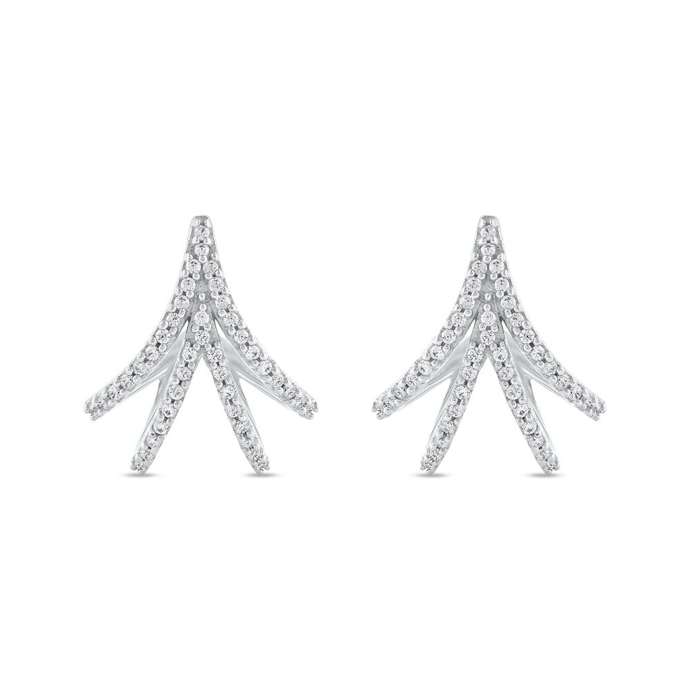 Amouria 10k White Gold 1/4Ct TDW Diamond Multi Piercing Look Claw Stud Earrings