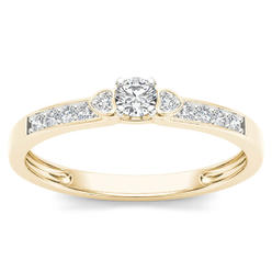 Amouria 10k Yellow Gold 1/5 Ct Round Cut Diamond Classic Engagement Ring (HI, I2)
