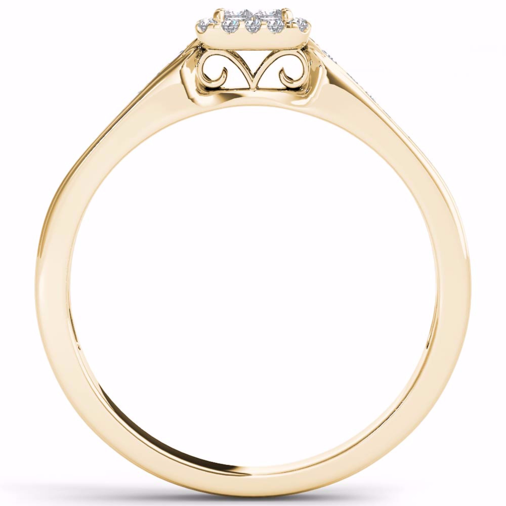 Amouria 10k Yellow Gold 1/4 Ct Princess Cut Diamond Halo Engagement Ring (HI, I2)
