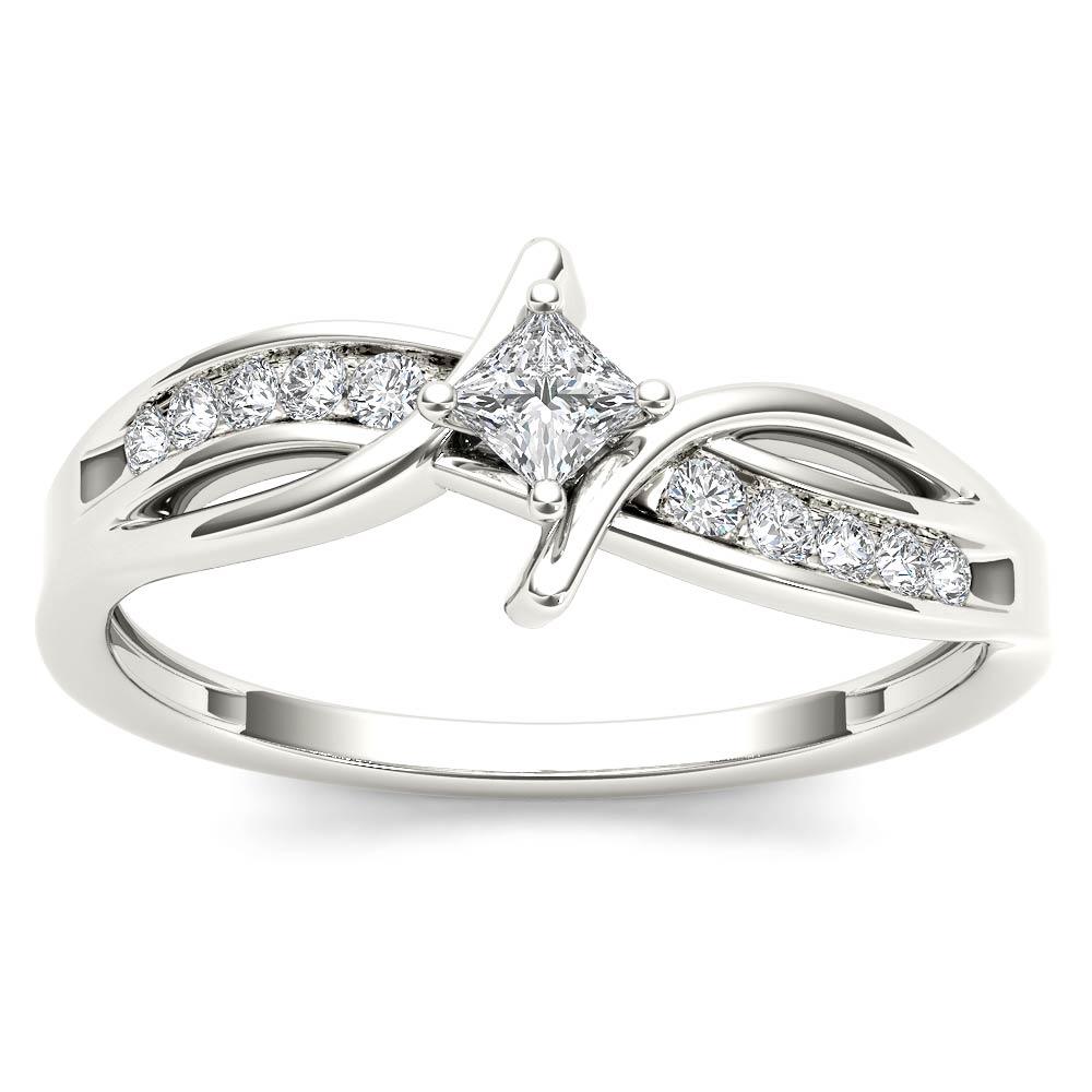 Amouria 10k White Gold 1/4 Ct Princess Cut Diamond Classic Engagement Ring (HI, I2)