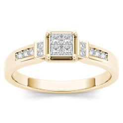 Amouria 10k Yellow Gold 1/4 Ct TDW Princess Cut Diamond Cluster Engagement Ring (HI, I2)