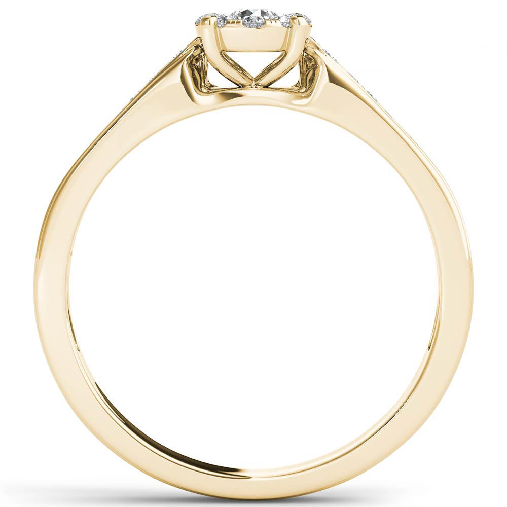 Amouria 10k Yellow Gold 1/4 Ct Round Cut Diamond Halo Cluster Engagement Ring (HI, I2)