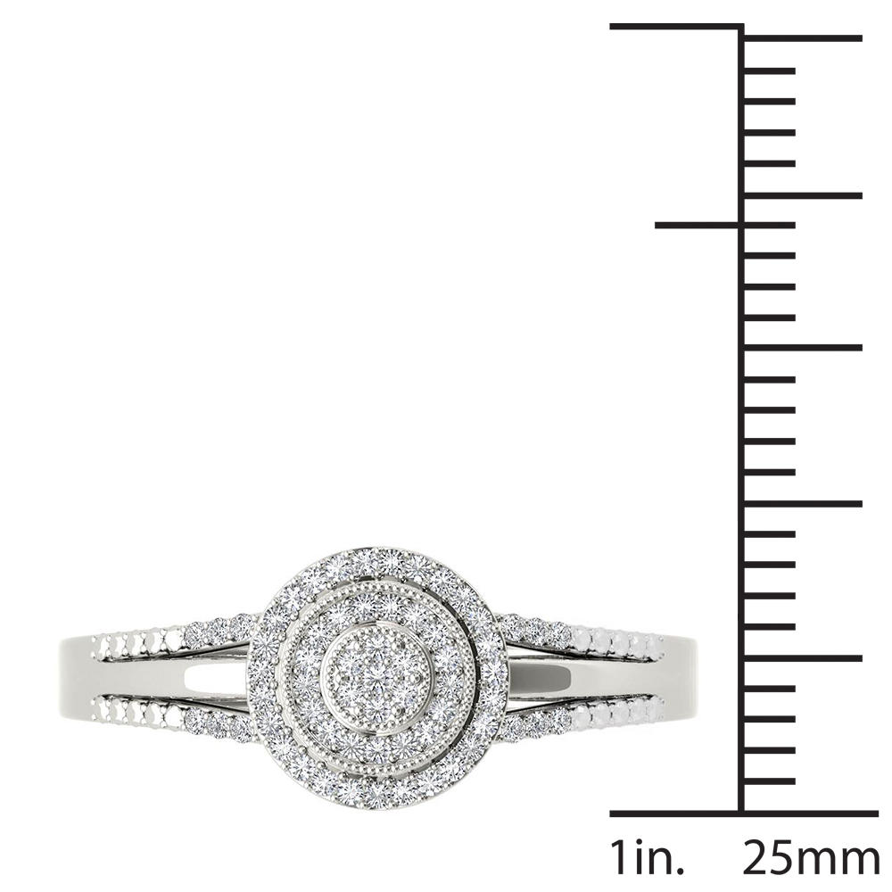 Amouria 10k White Gold 1/6 Ct Round Cut Diamond Cluster Halo Engagement Ring (HI, I2)