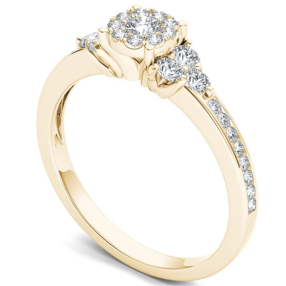 Amouria 10k Yellow Gold 1/2 Ct Round Cut Diamond Cluster Engagement Ring (HI, I2)