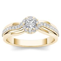 Amouria 10k Yellow Gold 1/2 Ct Round Cut Diamond Bypass Halo Engagement Ring (HI, I2)