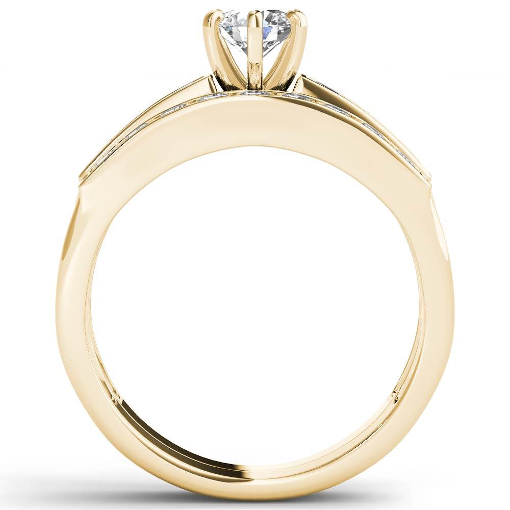 Amouria 14k Yellow Gold 1/2 Ct Princess Cut Diamond Three Stone Engagement Ring Set (HI, I2)
